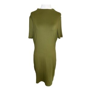 NEW Naked Wardrobe Olive Green T-Shirt Dress Bodycon‎ Casual Comfy Size 1X